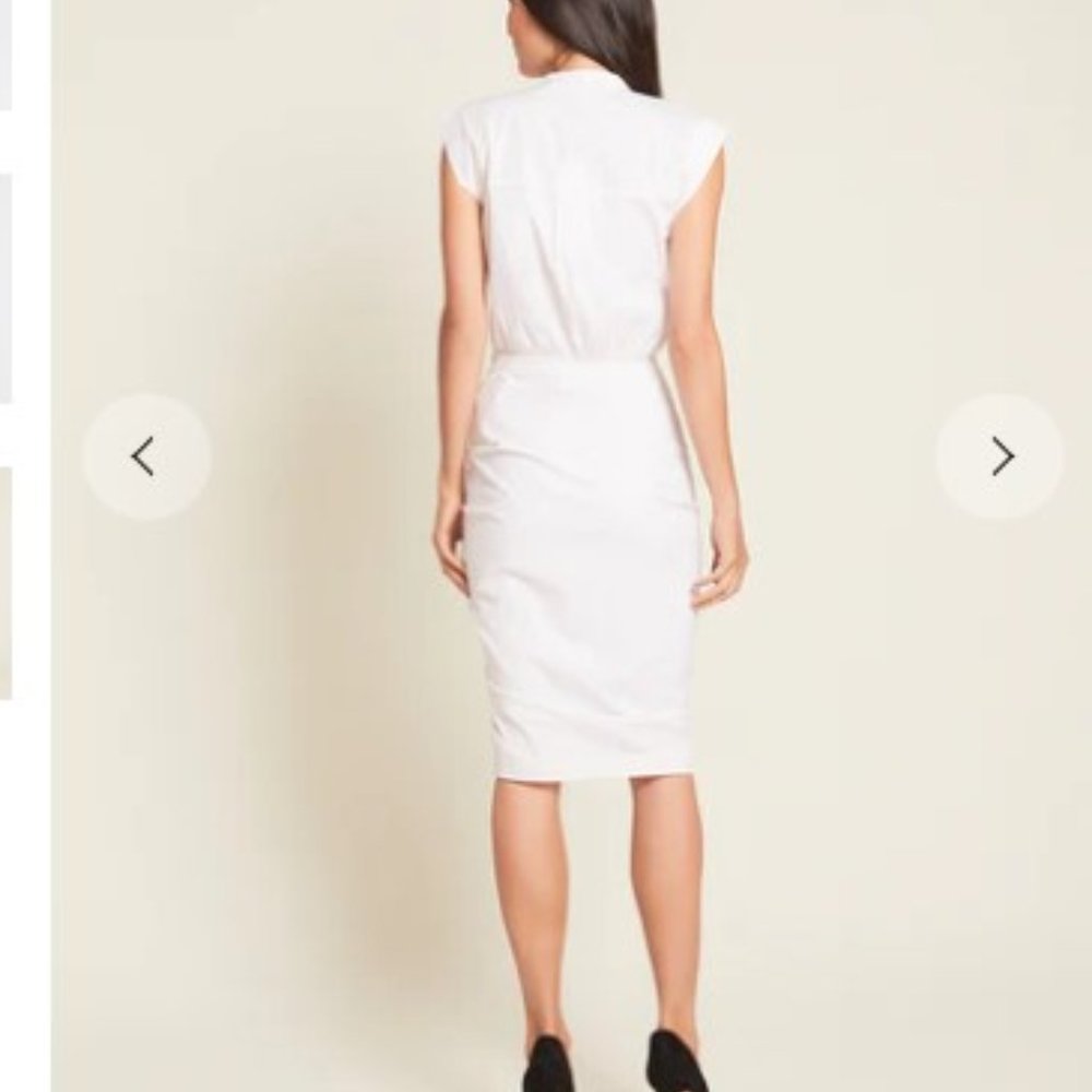 Veronica Beard White Ruched Shirtdress Size 6 - Picture 3 of 5